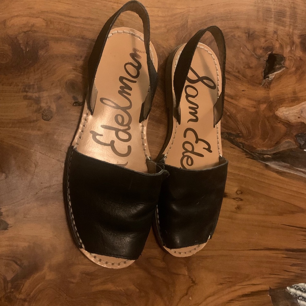 sam edelman black peep toe shoe  leather